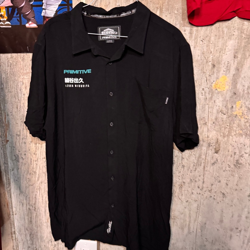 Primitive x My Hero Academia Midoriya Bowling Style shirt -NWOT size Large